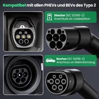 GONEO Type 2 töltőkábel 7,2 kW 32A elektromos autóhoz Mode 3 7m 6