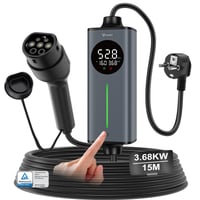 GONEO Nabíjací kábel pre elektromobily Type 2 Schuko, 3,68 kW, 16 A, 1-fázový, TÜV, tepelná ochrana, časovač - 15 m 1