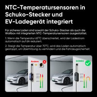 GONEO Nabíjací kábel pre elektromobily Type 2 Schuko, 3,68 kW, 16 A, 1-fázový, TÜV, tepelná ochrana, časovač - 15 m 2
