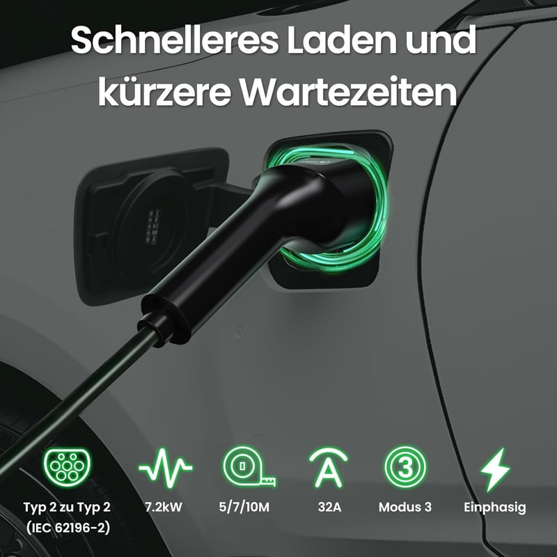 GONEO Type 2 töltőkábel 7,2 kW 32A elektromos autóhoz Mode 3 7m