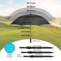 Golfový dáždnik Gonex pre dospelých, 157 cm, vetruodolný s dvojitou ventiláciou, automatické otváranie, UV ochrana, vodoodpudivý, EVA rukoväť, čierny 8