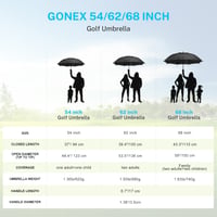 Golfový dáždnik Gonex pre dospelých, 157 cm, vetruodolný s dvojitou ventiláciou, automatické otváranie, UV ochrana, vodoodpudivý, EVA rukoväť, čierny 5