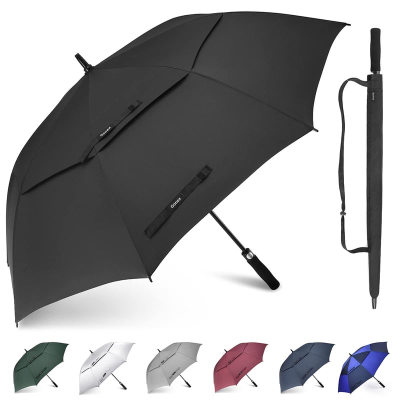 Golfový dáždnik Gonex pre dospelých, 157 cm, vetruodolný s dvojitou ventiláciou, automatické otváranie, UV ochrana, vodoodpudivý, EVA rukoväť, čierny