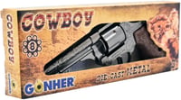 Detský kovbojský revolver Gonher 80/0 – 8-ranový, 20 cm, strieborný 3