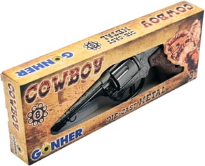 Gonher Cowboy Revolver 80/0 igračka pištolj za djecu - 8 metaka, lijevani metal, 20 cm, srebrna boja, od 3 godine starosti