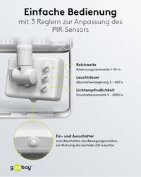 Goobay 53878 LED reflektor s pohybovým senzorom, exteriérový, 10 W – vonkajšie svietidlo s PIR senzorom, IP44 – neutrálne biele svetlo 4000 K, 850 lm – na montáž na stenu 5