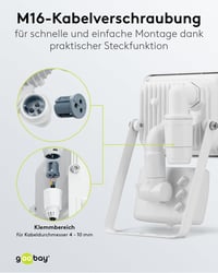 Goobay 53878 LED reflektor s pohybovým senzorom, exteriérový, 10 W – vonkajšie svietidlo s PIR senzorom, IP44 – neutrálne biele svetlo 4000 K, 850 lm – na montáž na stenu 6