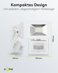 Goobay 53878 LED reflektor s pohybovým senzorom, exteriérový, 10 W – vonkajšie svietidlo s PIR senzorom, IP44 – neutrálne biele svetlo 4000 K, 850 lm – na montáž na stenu 3