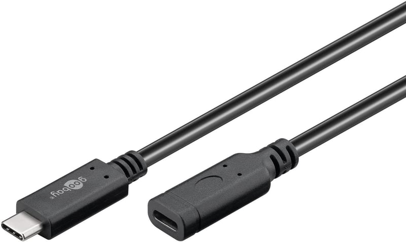 Predlžovací kábel goobay 61038 USB-C 1 m, USB 3.2 Gen 2, rýchlonabíjanie 60 W, 20 V 3 A, prenos dát 10 Gbit/s