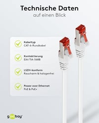 Goobay CAT6 S-FTP árnyékolt Ethernet kábel 30m RJ-45 aranyozott csatlakozó 6