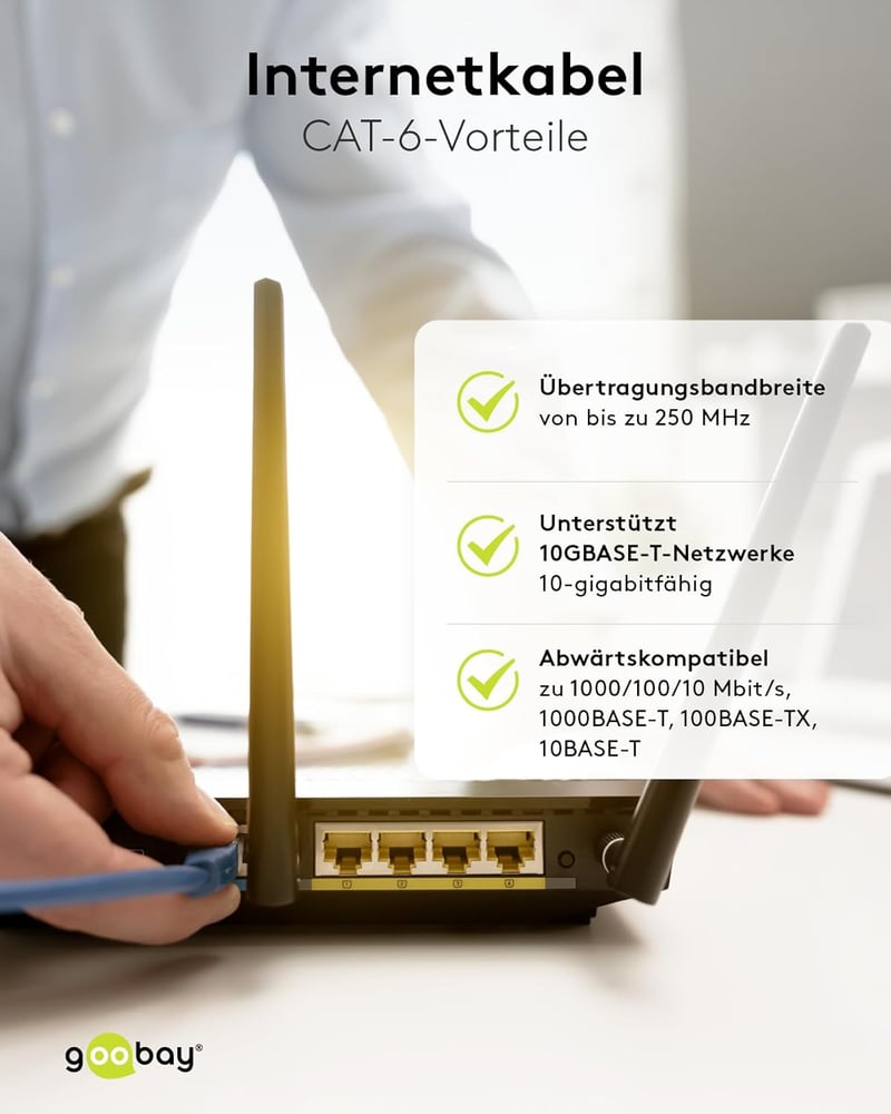 Goobay CAT6 S-FTP árnyékolt Ethernet kábel 30m RJ-45 aranyozott csatlakozó