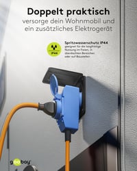 goobay CEE karavanový adaptérový kábel 5 m, CEE zástrčka a 90° CEE zásuvka, IP44 — Jeden z úchytov krycích dvierok je zlomený (stav: viď 2. obrázok) 8
