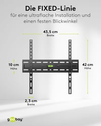 Suport TV fix goobay pentru ecrane de 32-75 inchi (81-191 cm), ultra-plat 2,7 cm, VESA 400x400, max. 45 kg, negru 4