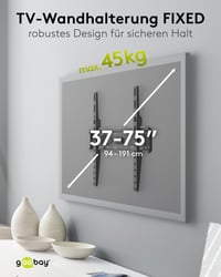 Suport TV fix goobay pentru ecrane de 32-75 inchi (81-191 cm), ultra-plat 2,7 cm, VESA 400x400, max. 45 kg, negru 2