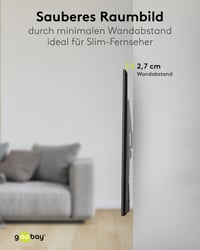 Suport TV fix goobay pentru ecrane de 32-75 inchi (81-191 cm), ultra-plat 2,7 cm, VESA 400x400, max. 45 kg, negru 3