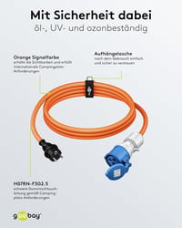 goobay CEE lakókocsi adapter kábel IP44 védősapkával - 1,5 m 4
