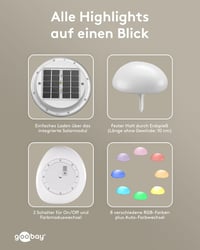 goobay LED solarna svjetiljka u obliku kamena, 2 komada, 24 cm, RGB kugla u boji za vanjsku upotrebu IP44, 10 načina osvjetljenja, šiljak za zemlju, dekoracija za terasu, balkon i vrt 5