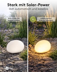 goobay LED solarna svjetiljka u obliku kamena, 2 komada, 24 cm, RGB kugla u boji za vanjsku upotrebu IP44, 10 načina osvjetljenja, šiljak za zemlju, dekoracija za terasu, balkon i vrt 4