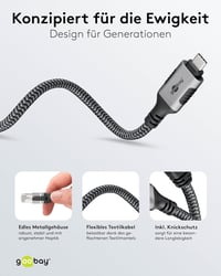Goobay USB-C RJ45 Ethernet CAT 6 kábel 3m, 1 Gbps hálózati kapcsolat - 3 metres, black, USB-C to RJ45 3