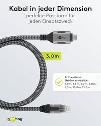 Goobay USB-C RJ45 Ethernet CAT 6 kábel 3m, 1 Gbps hálózati kapcsolat - 3 metres, black, USB-C to RJ45 4