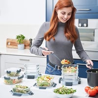 GOOD FOR YOU üveg ételtároló készlet, 10 db doboz + 10 db fedél, BPA-mentes boroszilikát 6
