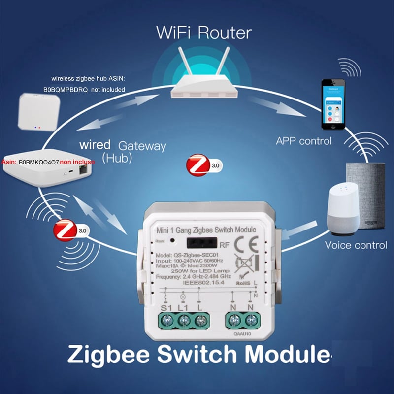 Good Wife Zigbee okos relé kapcsoló RF 433 MHz Tuya Smart Life vezérléshez Alexa Google Home kompatibilis