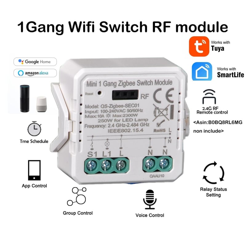 Good Wife Zigbee okos relé kapcsoló RF 433 MHz Tuya Smart Life vezérléshez Alexa Google Home kompatibilis
