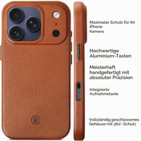 GOOD WILHELM puzdro z pravej kože pre iPhone 17 Pro Max, prémiový ochranný kryt, koňaková hnedá – — Má škvrnu (stav: pozri 2. obrázok) 5