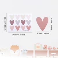 GooDengFull 72 db Boho Szív Falmatrica Gyerekszobához Khaki Zöld Barna Szürke PVC 3