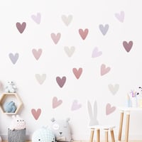 GooDengFull 72 db Boho Szív Falmatrica Gyerekszobához Khaki Zöld Barna Szürke PVC 1