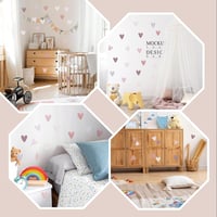 GooDengFull 72 db Boho Szív Falmatrica Gyerekszobához Khaki Zöld Barna Szürke PVC 6
