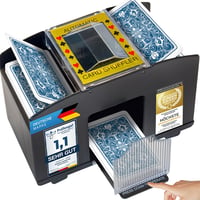 GOODS+GADGETS Elektrická miešačka kariet na 4 balíčky – Automatická miešačka na karty pre rummy, skat a poker – do 90 mm – 4 x AA batérie 1