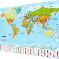 GOODS+GADGETS Plagát so svetovou mapou XXL 140x100 cm s vlajkami a popismi – Veľká nástenná dekorácia 2