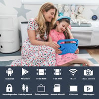Tablet pre deti GOODTEL s Androidom, 13,7 palca, 7 GB RAM + 64 GB ROM, WiFi, Bluetooth, GPS, Obchod Play, rodičovská kontrola, MicroSD, EVA 2