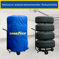 Vozík na 4 pneumatiky Goodyear, priestorovo úsporné a bezkontaktné skladovanie, s ochranným obalom, nosnosť 100 kg, čierny 4