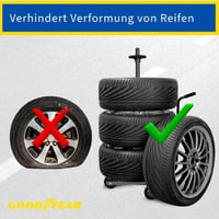Vozík na 4 pneumatiky Goodyear, priestorovo úsporné a bezkontaktné skladovanie, s ochranným obalom, nosnosť 100 kg, čierny 7