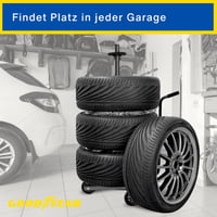 Vozík na 4 pneumatiky Goodyear, priestorovo úsporné a bezkontaktné skladovanie, s ochranným obalom, nosnosť 100 kg, čierny 3