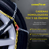 Snehové reťaze Goodyear 77913 G9, 9 mm pre osobné autá, veľkosť 120, s certifikáciou TÜV Süd a ÖNORM V5117 5