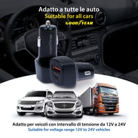 Autonabíjačka Goodyear, 2-portová, USB-C PD 20W a USB QC 3.0 rýchlonabíjačka na mobilný telefón 4