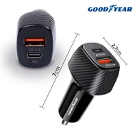Autonabíjačka Goodyear, 2-portová, USB-C PD 20W a USB QC 3.0 rýchlonabíjačka na mobilný telefón 2