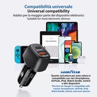 Autonabíjačka Goodyear, 2-portová, USB-C PD 20W a USB QC 3.0 rýchlonabíjačka na mobilný telefón 6