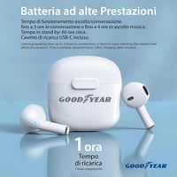 Goodyear True Wireless fülhallgató Bluetooth 5.3, 60 órás töltőtokkal, USB-C 7