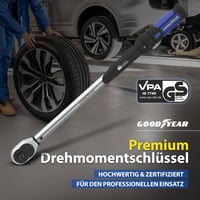 Goodyear profesionalni podesivi moment ključ 40-210 Nm, prihvat 1/2", s nasadnim ključevima 17 mm i 19 mm 2