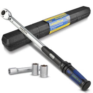 Cheie dinamometrică reglabilă Goodyear Profi 40-210 Nm, antrenare pătrată 1/2", cu chei tubulare de 17 mm și 19 mm