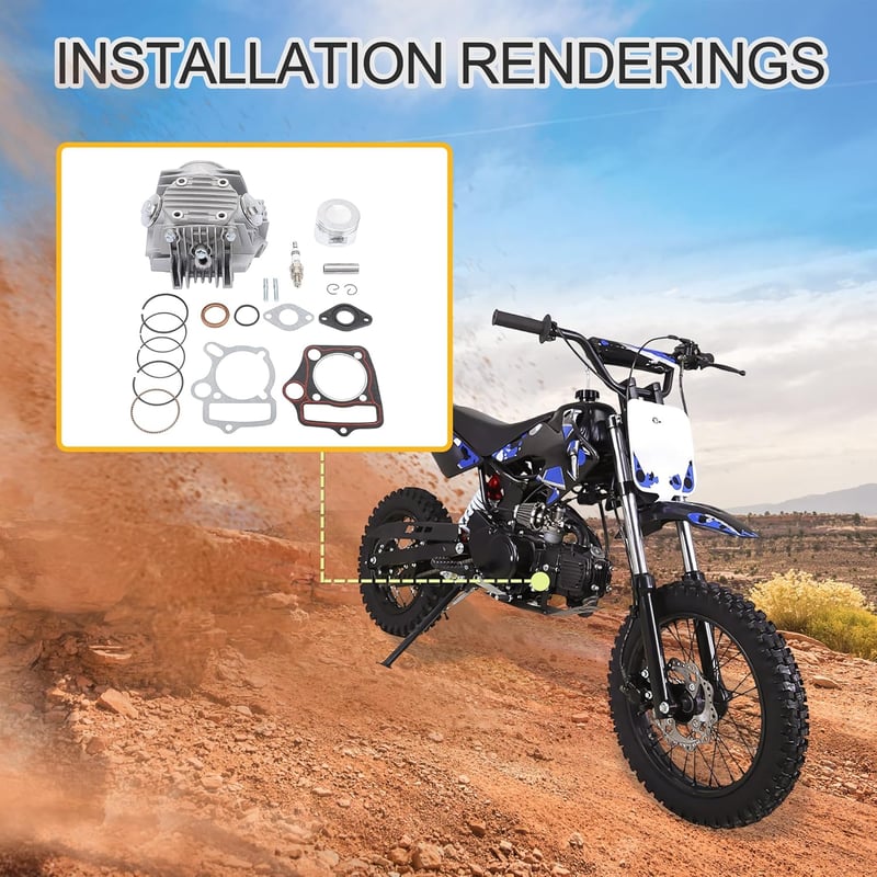 GOOFIT 110cc ATV Hengerfej Szelepekkel Dugattyú Gyújtógyertya Tömítés Szett