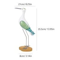 GOOHOCHY Set 2 figurine pescăruș din lemn, statuetă pasăre, decor nautic de coastă, alb-verde, pentru Crăciun și Anul Nou, 8x25x31 cm 2