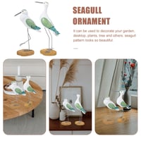 GOOHOCHY Set 2 figurine pescăruș din lemn, statuetă pasăre, decor nautic de coastă, alb-verde, pentru Crăciun și Anul Nou, 8x25x31 cm 9