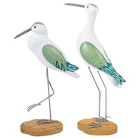 GOOHOCHY Set 2 figurine pescăruș din lemn, statuetă pasăre, decor nautic de coastă, alb-verde, pentru Crăciun și Anul Nou, 8x25x31 cm 1