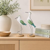 GOOHOCHY Set 2 figurine pescăruș din lemn, statuetă pasăre, decor nautic de coastă, alb-verde, pentru Crăciun și Anul Nou, 8x25x31 cm 6