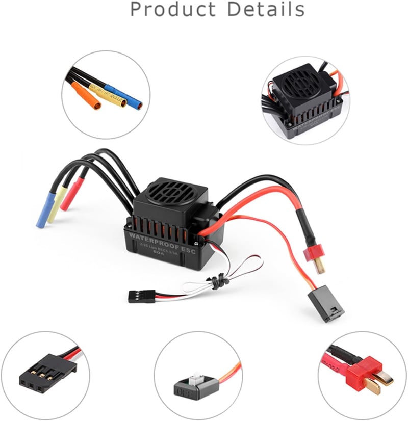 GoolRC 3650 3900KV Vízálló Brushless Motor 60A ESC Szett 1/10 RC Autóhoz